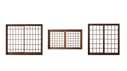 Traditional wooden grid window frame.