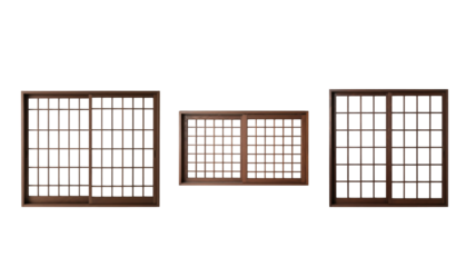 Traditional wooden grid window frame.