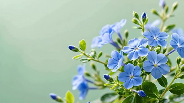 BlueFlowerswithGreenLeavesonSoftGradient