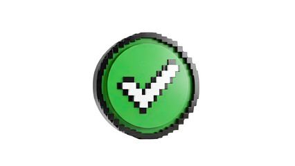 Pixelated Green Checkmark Coin
