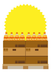 陳列されたペットボトルのジュースのイラスト
