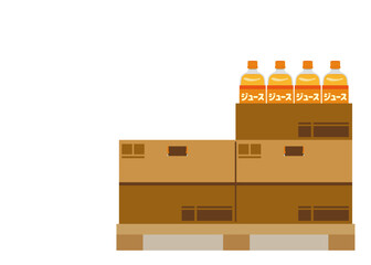 陳列されたペットボトルのジュースのイラスト