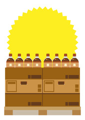 陳列されたペットボトルのお茶のイラスト