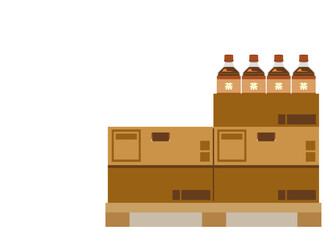 陳列されたペットボトルのお茶のイラスト