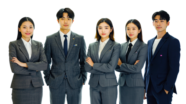 A diverse group of corporate employees, showing unity in diversity and a transparent background of business success, a business team - Powered by Adobe