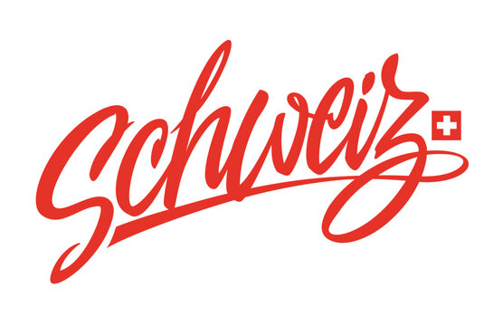	
Hand-drawn calligraphy lettering &lsquo;Willkommen in der Schweiz&rsquo; with Swiss flag. Perfect for travelers, souvenirs, stickers, and gifts for Switzerland lovers	
