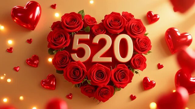 RedRoseHeartwithGolden"520"