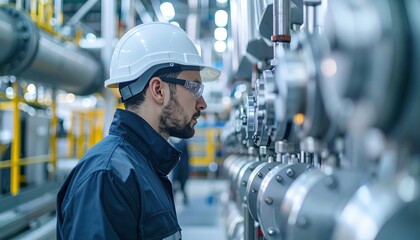 Climate Technology: Engineer checking carbon capture gas sensors
