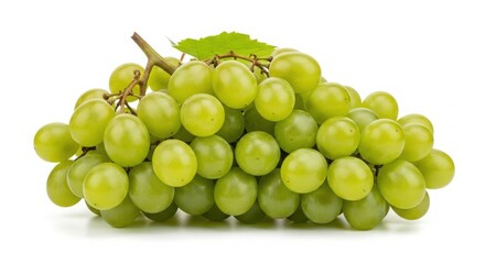 Fresh green grapes bunch isolated on white background