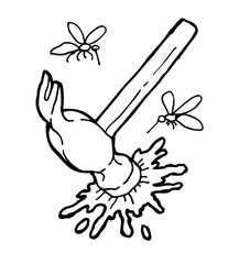 agriculture, animal, apiary, art, artwork, bee, beehive, brush, cartoon, cell, character, cheerful, color, concept, contour, cute, dessert, dipper, doodle, drawing, drop, emblem, farm, flavor, flower,