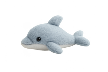Blue dolphin plush toy with transparent background