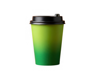 Green gradient coffee cup isolated on transparent background