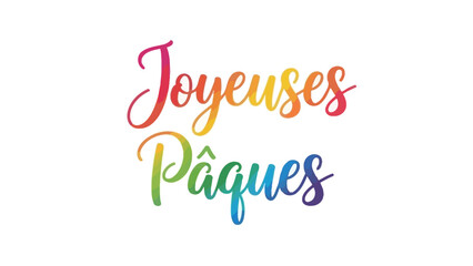 Fototapeta premium Happy Easter French Text Colorful Greeting.