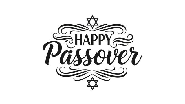 Happy Passover Decorative Text with Star of David.