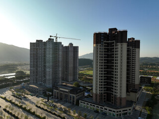 Aerial view of modern apartment house building in China