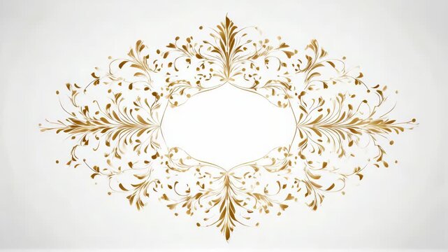 Intricate gold floral design on elegant white background