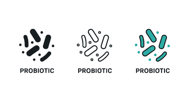 Probiotic bacteria icons in modern design