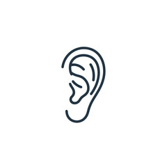 Minimalist Line Art Illustration of an Ear Highlighting External Anatomy