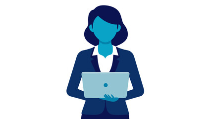 Professional woman holding laptop Vector