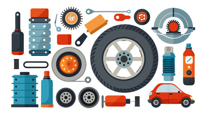 Automotive parts and tools collection Vector