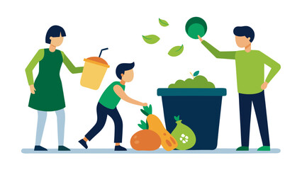 Family composting together Vector