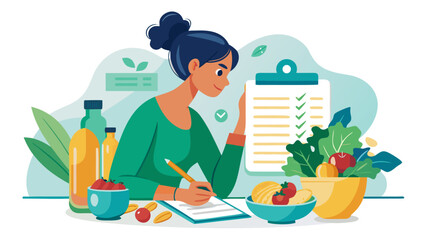 Woman planning healthy meal Vector