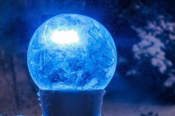 blue frozen soap bubble