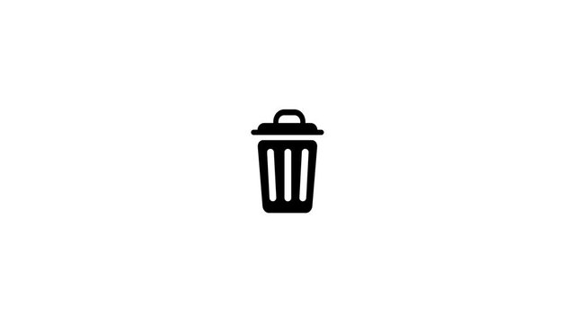 Black trash can icon on a white background garbage waste