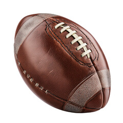 Brown Leather American Football with White Laces isolated on a transparent background