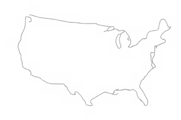 United states map outline traced in transparent glass with glossy effect on a checkerboard background