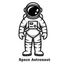 Obraz premium Cartoon Astronaut Character Illustration with Space Suit and Helmet