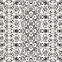 Seamless Monochromatic Geometric Circular Ornament