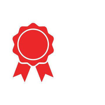 Red rosette ribbon icon on white background
