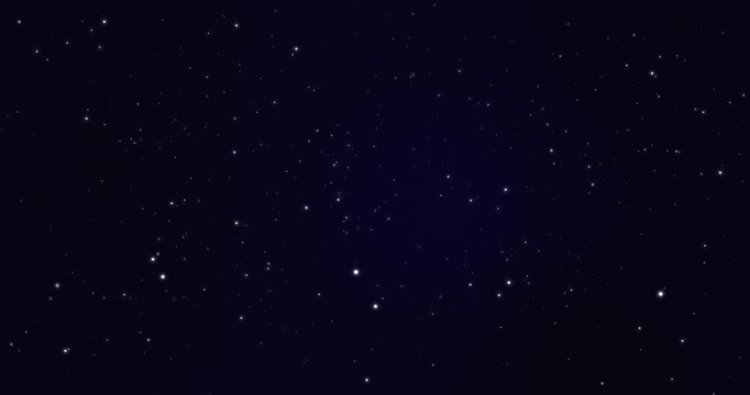 Shimmering starry sky with blue glow, night with twinkling star-filled sky, cosmos and galaxy, vector