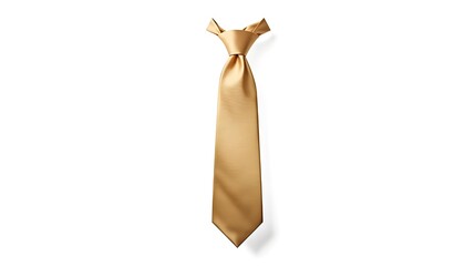 Golden formal necktie isolated on white background, symbolizing luxury menswear, wedding fashion, premium elegance, and sophisticated professional style.
