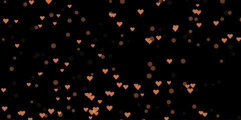 Glowing Golden Heart Particles on Dark Background Romantic Love Abstract Illustration with Sparkling Light Bokeh for Valentine Wedding and Celebration Design