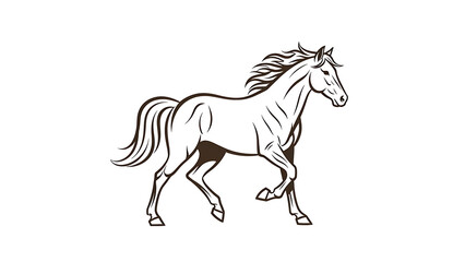 Obraz premium Elegant and dynamic line art illustration of a powerful horse in mid-stride, symbolizing grace, freedom, and natural beauty