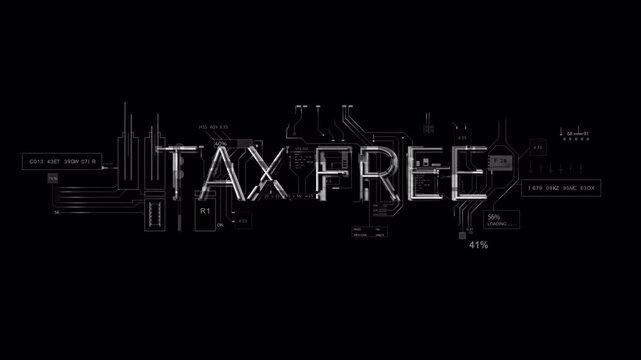 Tax Free HUD technological PNG Alpha No pay tax charges context of business 3d Animation