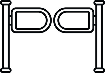 Obraz premium Security turnstile gate line icon on white background, black linear drawing