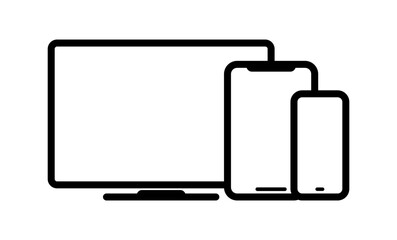 various simple electronic responsive display devices smart phone tablet computer ui icon symbol vector isolated on transparent background