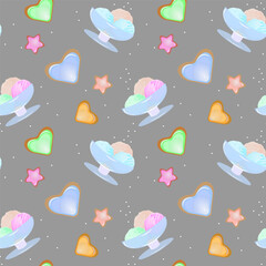 Ice cream bowls and cookies