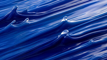 Abstract Blue Liquid Surface with Sharp Cresting Waves