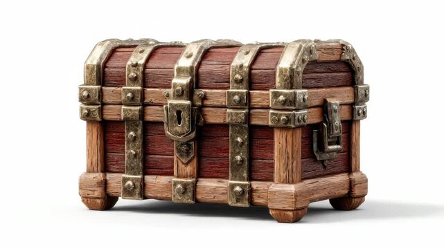 Vintage wooden treasure chest with metal accents for decoration and storage
