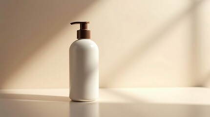 High-End Product Isolation with Single Bottle on Glossy Surface and Soft Lighting
