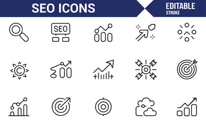 Search analytics and optimization outline symbols