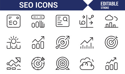 Online traffic and keyword research SEO icons