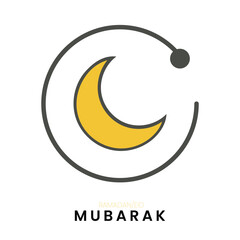 Ramadan Eid Mubarak Minimalist Crescent Moon Illustration