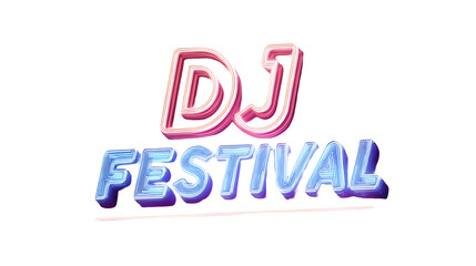 Colorful DJ Festival Neon Sign on Black Background