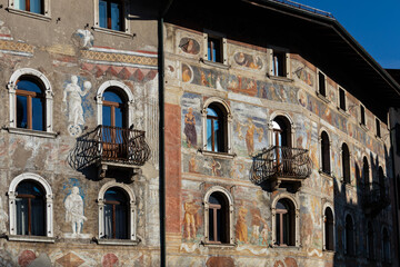Foreshortening of Trento town in a winter day