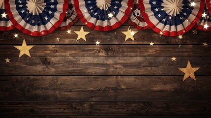 Obraz premium Patriotic American background with star decorations on wooden planks